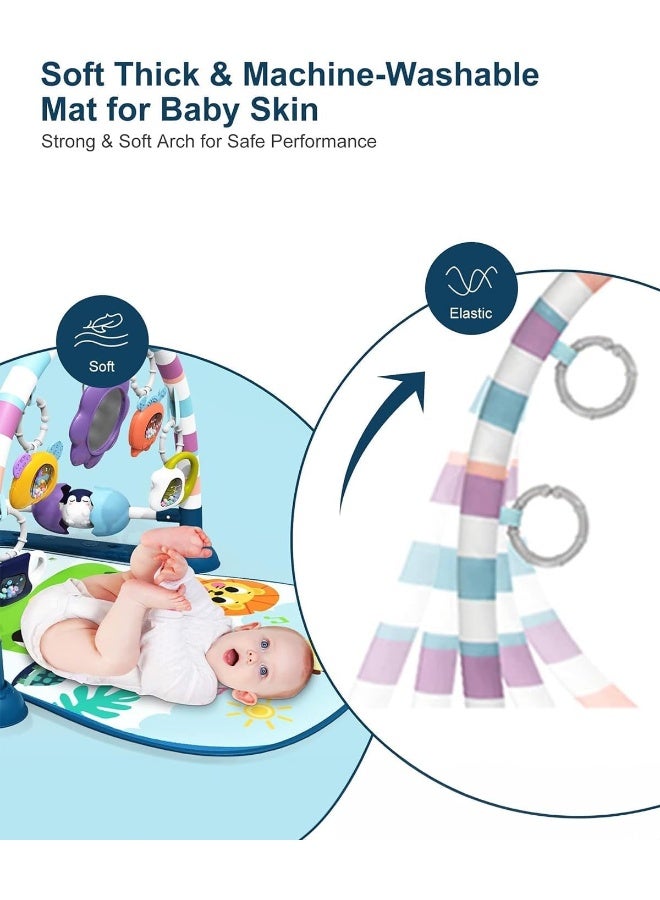 dearlomum Baby Play Mat Baby Gym, Funny Play Piano Tummy Time Baby Activity Mat with 5 Infant Sensory Baby Toys, Music and Lights Boy & Girl Gifts for Newborn Baby 0 to 3 6 9 12 Months (New Blue) - Image 5