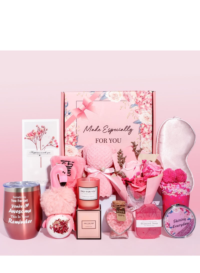 سلة هدايا للنساء - مجموعة صندوق هدايا عيد الميلاد ومجموعة سلة هدايا سبا الاسترخاء مع هدايا ملهمة، أفكار هدايا فريدة متعددة المناسبات لصداقة النساء، هدايا أفضل صديقة للأم الأخت الزوجة الزميلة المعلمة الممرضة (هدية رمضان والذكرى السنوية لها) - Image 1