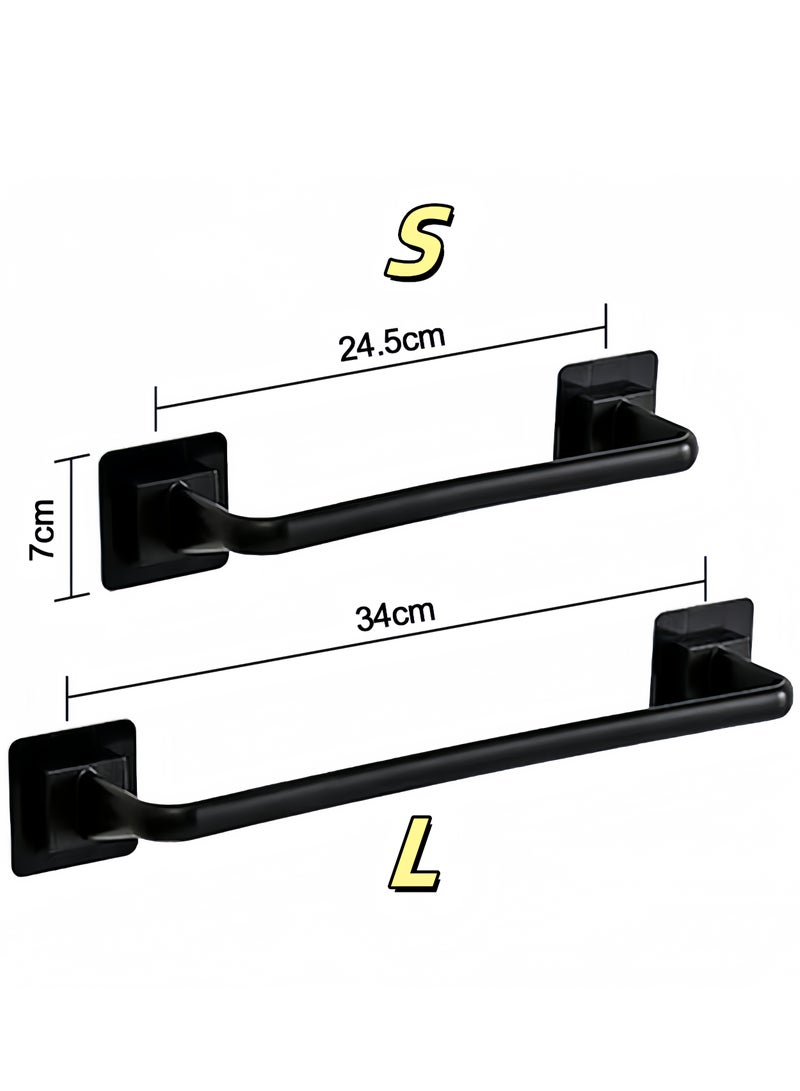 حامل مناشف جداري قطعة واحدة – رف مناشف ذاتي اللصق للحمام/المطبخ، حامل شبشب، منظم (أسود 34 سم L) - Image 2