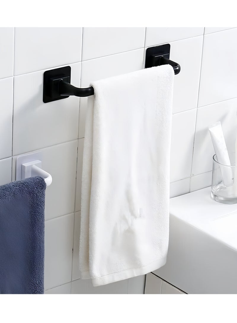 حامل مناشف جداري قطعة واحدة – رف مناشف ذاتي اللصق للحمام/المطبخ، حامل شبشب، منظم (أسود 34 سم L) - Image 3