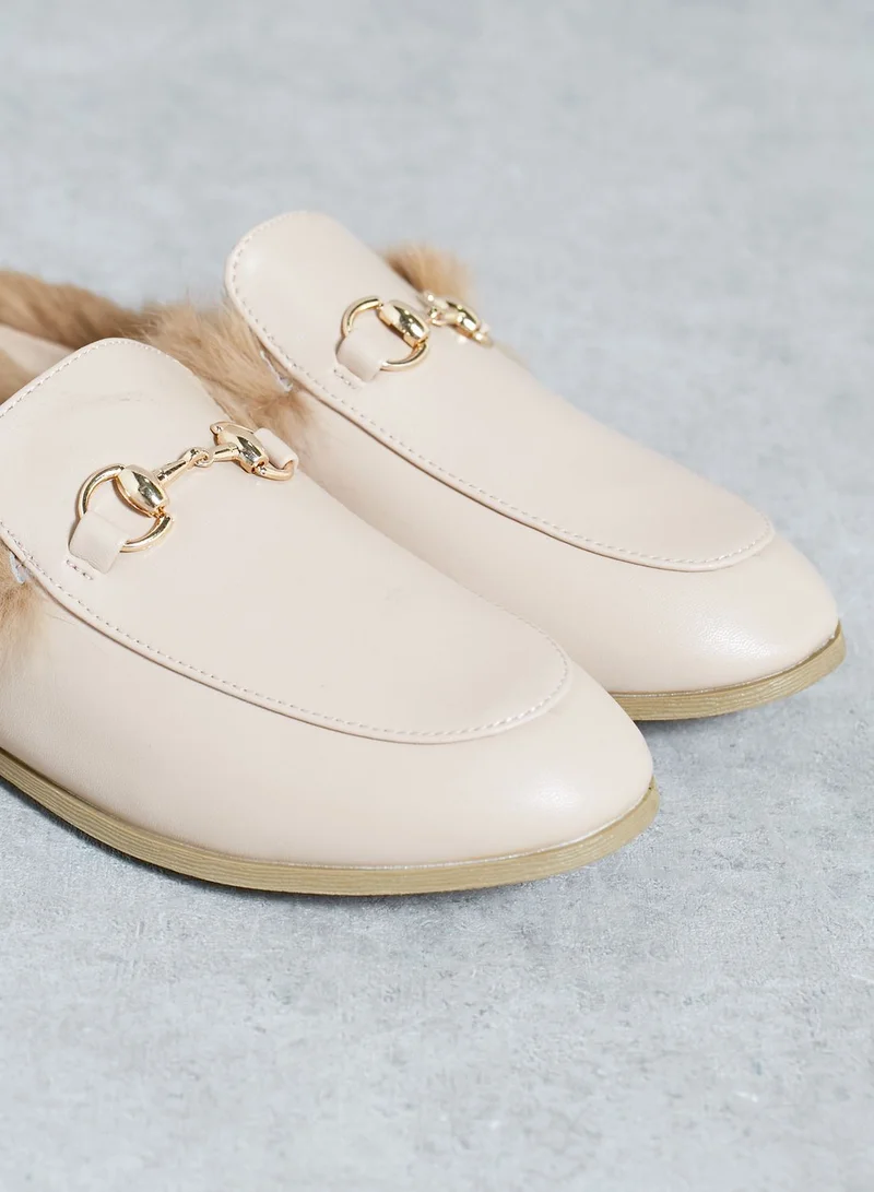 Coco Furry Backless Loafers