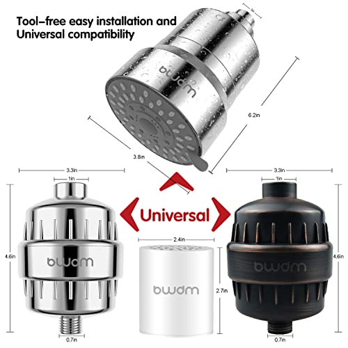 BWDM Shower Filter Replacement Cartridge, 15 stage, High Output, Vitamin C, Removing Heavy Metals Hard Water.Universal with Any Shower Filter of Similar Design.Pack of 2 - Image 2