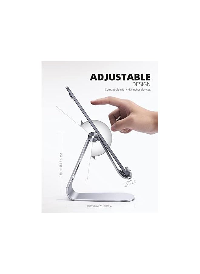 Lamicall - Stand Lamicall Adjustable Tablet Stand Holder  Desktop Dock Cradle Compatible with iPad Pro 129 11 Air 4 109 Mini 79 Switch Galaxy Tab and more 413 Devices  Silver - Image 1