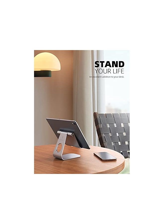 Lamicall - Stand Lamicall Adjustable Tablet Stand Holder  Desktop Dock Cradle Compatible with iPad Pro 129 11 Air 4 109 Mini 79 Switch Galaxy Tab and more 413 Devices  Silver - Image 1