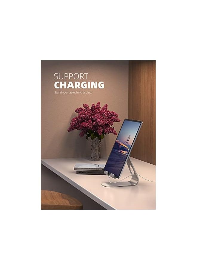 Lamicall - Stand Lamicall Adjustable Tablet Stand Holder  Desktop Dock Cradle Compatible with iPad Pro 129 11 Air 4 109 Mini 79 Switch Galaxy Tab and more 413 Devices  Silver - Image 1