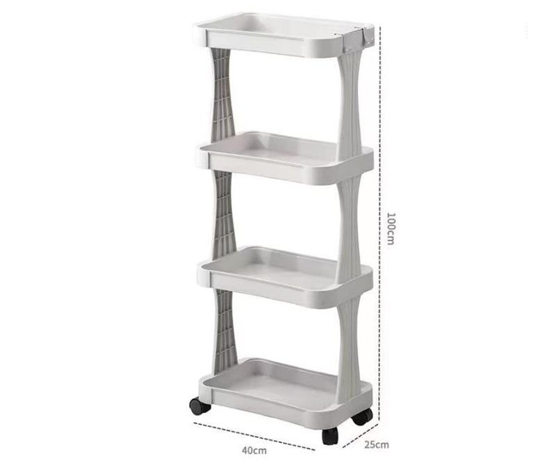 Sagrach 4Tier Plastic Rolling Storage Cart MultiFunctional Storage Trolley for Office Living Room Kitchen Movable Storage Organizer with Wheels Movable Removable Utility Rack Trolleys - Image 3