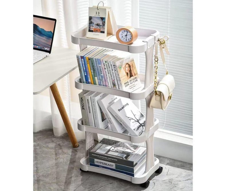 Sagrach 4Tier Plastic Rolling Storage Cart MultiFunctional Storage Trolley for Office Living Room Kitchen Movable Storage Organizer with Wheels Movable Removable Utility Rack Trolleys - Image 2