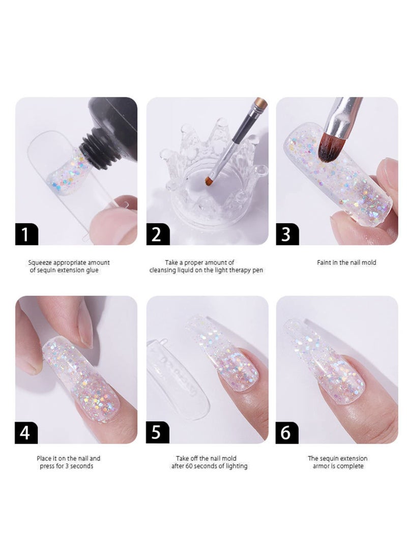 Excefore Nail Extension Gel Kit, 15ml 8 Colours Glitter Sequins Poly Nail Gel Acrylic Nail Builder Enhancement Crystal Gel Set for Nail Art Design, Gel Nail Starter Kit for Beginners and Nail Technician - Image 3