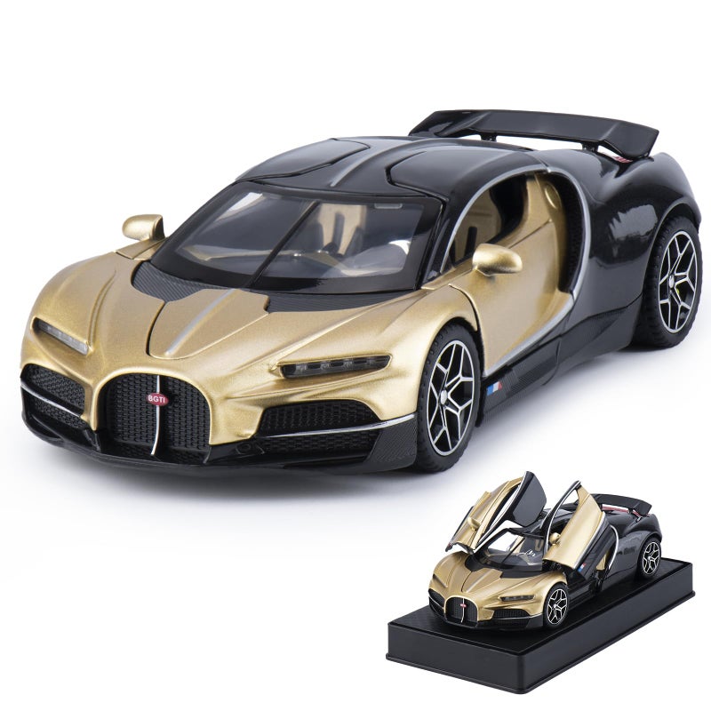 FRJV Car Toys for Boys 1 32 Diecast Cars Collectibles Car Model KitMetal Toy Car for Boys and GirlsPull Back Cars with Lights and SoundsCars for Kids Ages 35Gold - Image 3