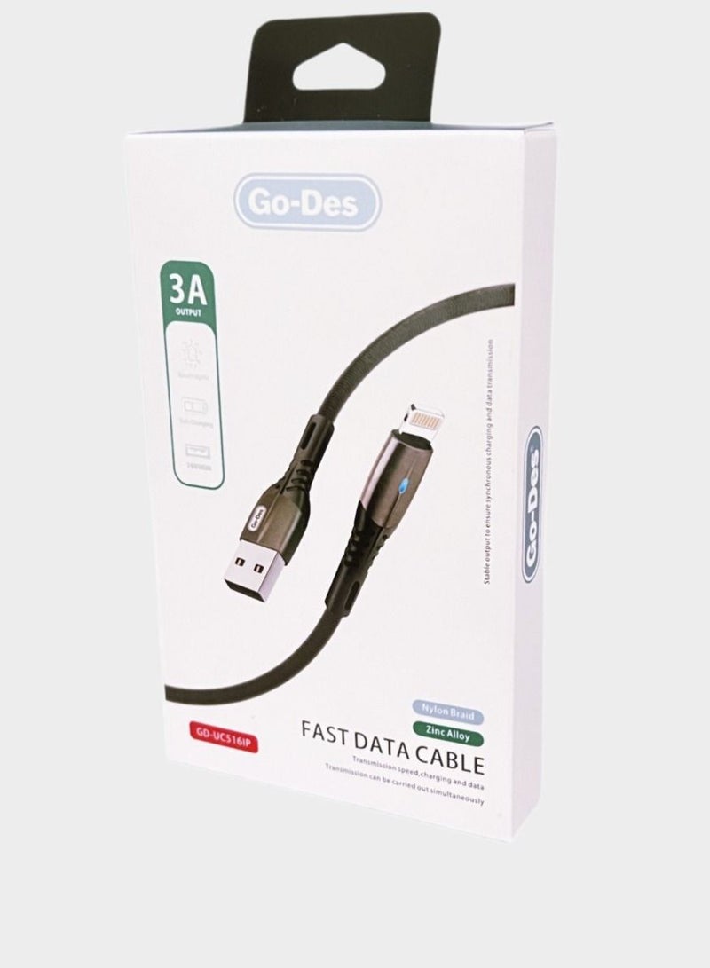 GO-DES GO DES Quick Charge Cable Canvas for iPhone USB 1 Meter - Image 1