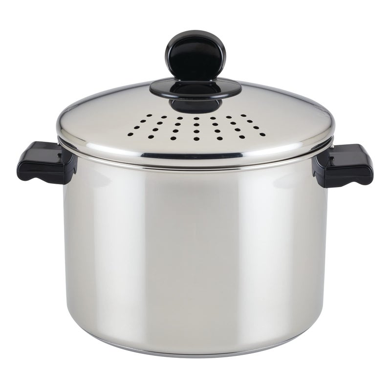 Farberware Classic Series Stainless Steel 8Quart Covered Straining Stockpot with Lid Stainless Steel Pot with Lid Silver
