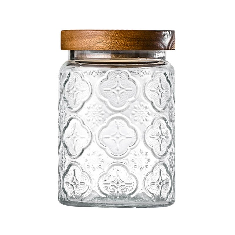 Adodeen 24oz Vintage Glass Jar With Lid, Glass Storage Containers, Airtight Kitchen Storage Containers For Sugar, Coffee, Tea, Spice, Flour, Candy Cookie, Pasta, Cereal, Cute Decorative Jars - Image 1