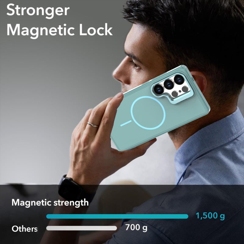 إيروريكس جراب هاتف Magsafe لهاتف Samsung Galaxy S25 Ultra 5G بلون مشرق وحامل كاميرا مقلد (أزرق Riptide) - Image 3