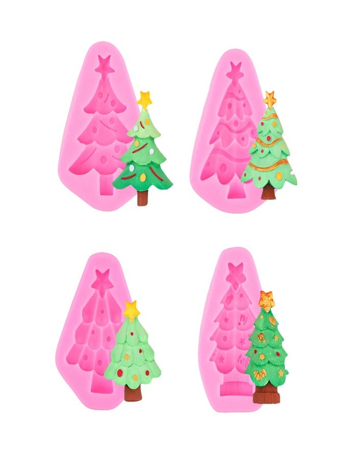 LZEDIRA 4 Pcs Christmas Tree Silicone Molds, Christmas Candy Silicone Molds, Reusable Cake Molds for Baking, Candy, Soap & Candle Making, Ice Cube, Clay, Chocolate Crafts - Image 1