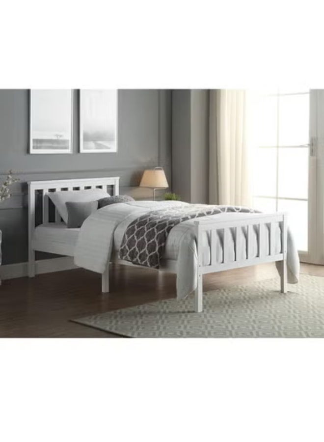 متجر ان زون سرير كلاسيك خشبي بإطار أنيق ولون ابيض تصميم عملي ومتين – 190سم *  90 سم - Image 2