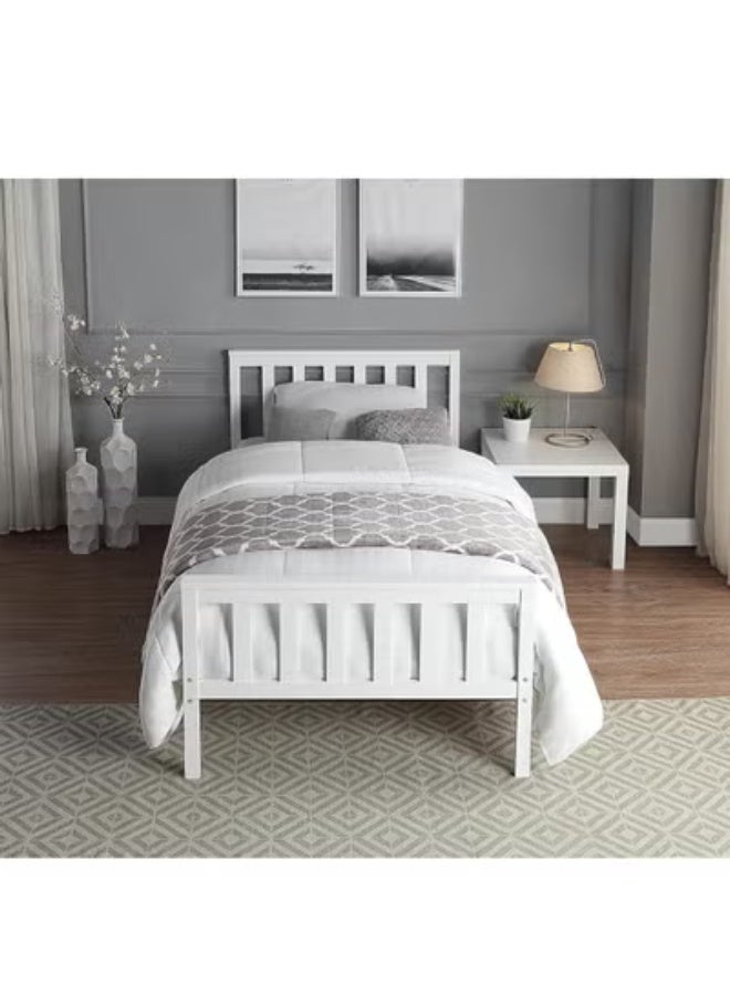 متجر ان زون سرير كلاسيك خشبي بإطار أنيق ولون ابيض تصميم عملي ومتين – 190سم *  90 سم - Image 3