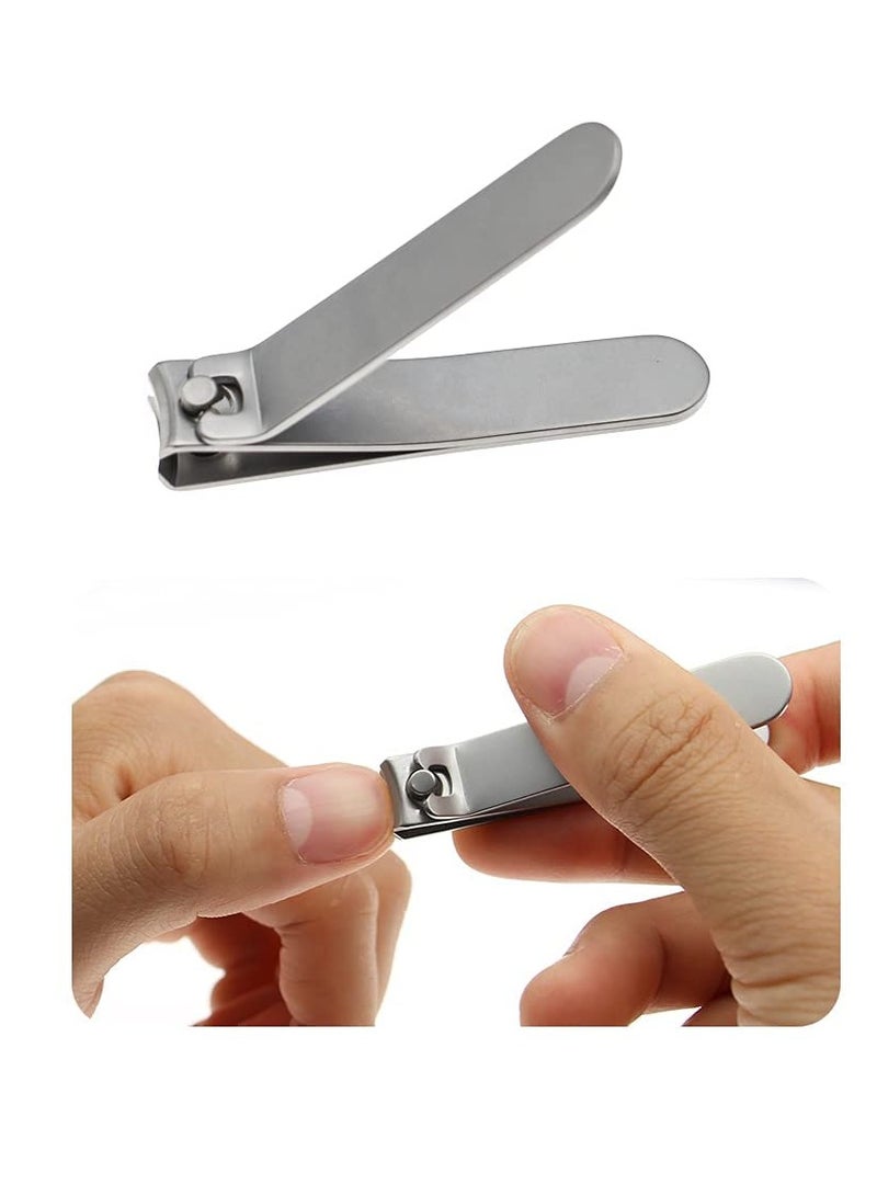 SYOSI Nail Clipper Set, Fingernail Clipper Set Stainless Steel Manicure Kit Nail File and Cuticle Pusher Eyebrow Clip and Ear Spoon Nail Care Set with Case for Manicure & Pedicure, Set of 5 (Silvery) - Image 2