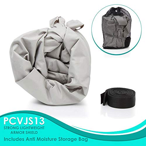 PYLE Boat Cover Boat Boat Covers Heavy Duty Marine Grade Storage Cover 127 to 138 Length Waterproof Fabric Elastic Cord Rear Air Vents Includes AntiMoisture Storage Bag Gray - Image 3