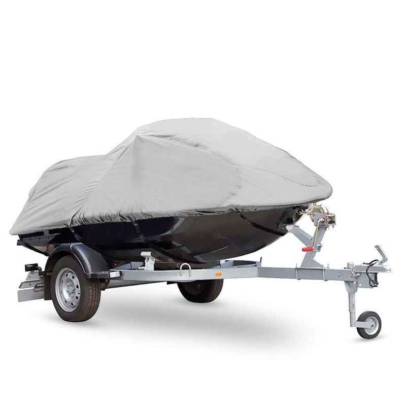 PYLE Boat Cover Boat Boat Covers Heavy Duty Marine Grade Storage Cover 127 to 138 Length Waterproof Fabric Elastic Cord Rear Air Vents Includes AntiMoisture Storage Bag Gray - Image 2