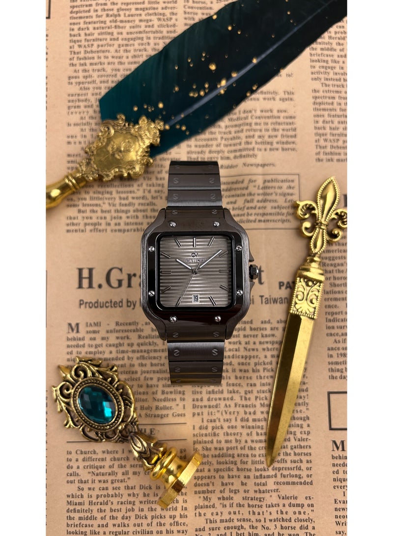 ديفوشي ساعة ديفوشي رجالية فاخرة – تصميم مربع  رمادي – مقاومة للماء مع ضمان سنتين - Image 4