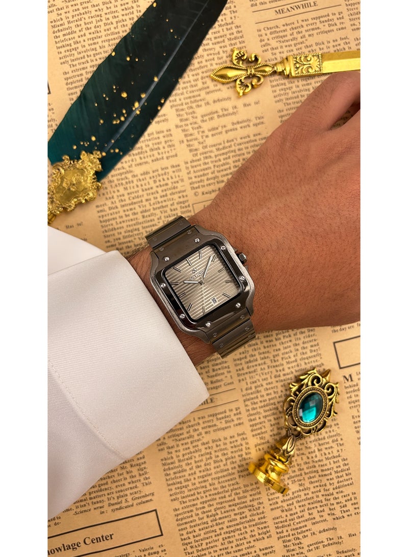 ديفوشي ساعة ديفوشي رجالية فاخرة – تصميم مربع  رمادي – مقاومة للماء مع ضمان سنتين - Image 1