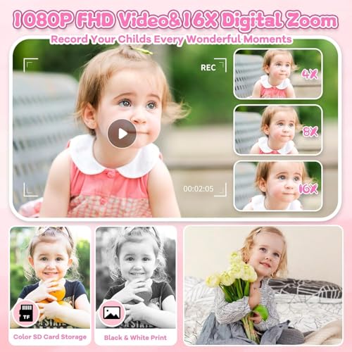 Cason Instant Camera for Kids with Print,1080P HD Instant Photo Camera with Games,3 Print Rolls,Fun Filters for Creativity for 5-15 Years Kids Upto 32GB (Panda) - Image 3