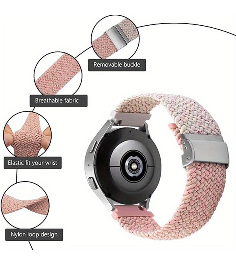 20Mm Pink Starlight Elastic Nylon Sports Strap for Samsung Galaxy Watch - Image 4
