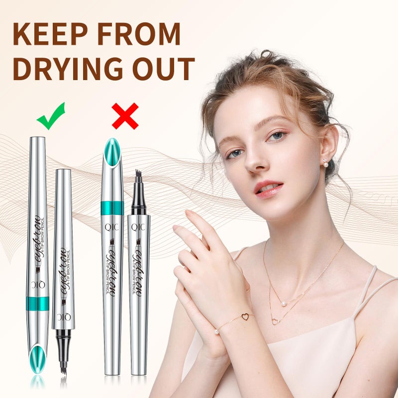 QIC Eyebrow 4 Tip Brow Pencil, Microblading Pen Waterproof Long-Lasting with Upgrade Micro-Fork Tip Applicator for Natural Brows (Gray-05) - Image 5