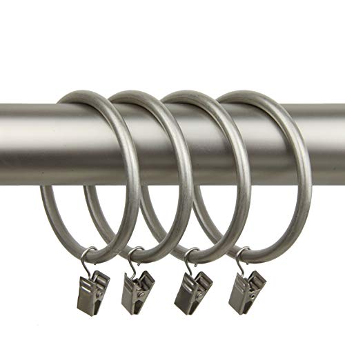 Rod Desyne 1931-15 2-1/2" Curtain Rings with Clip, Satin Nickel - Image 1