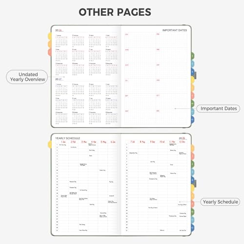 LOAPEM Daily Planner Undated, Appointment Book for Hourly, Daily and Monthly, 365 Days, One Page a Day, Medium Size (5.7" x 8.3"), Leather Hardcover, 12 Self-adhesive Monthly Tabs (Light Green) - Image 5