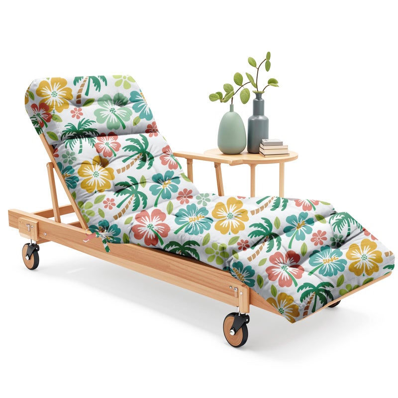 Uthem Outdoor Chaise Lounge Chair Cushion 75.1 x 22.8 x 4.7 Inches 100% Waterproof Replacement Cotton Patio Pool Lounge Chair Cushion for Outdoor Furniture with Ties, Green Coconut Tree - Image 1