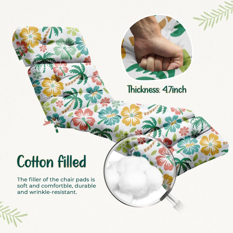 Uthem Outdoor Chaise Lounge Chair Cushion 75.1 x 22.8 x 4.7 Inches 100% Waterproof Replacement Cotton Patio Pool Lounge Chair Cushion for Outdoor Furniture with Ties, Green Coconut Tree - Image 5