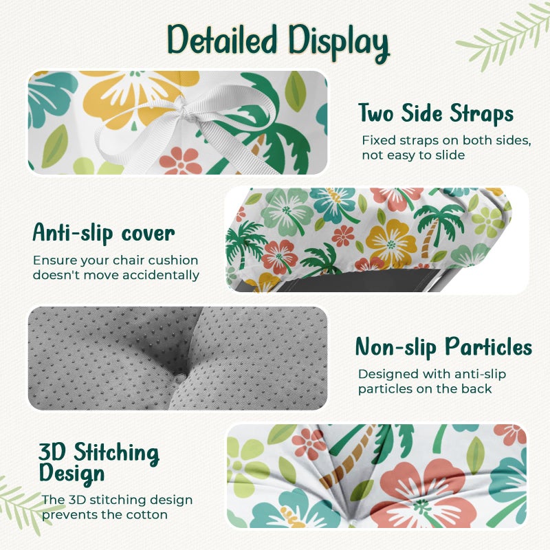 Uthem Outdoor Chaise Lounge Chair Cushion 75.1 x 22.8 x 4.7 Inches 100% Waterproof Replacement Cotton Patio Pool Lounge Chair Cushion for Outdoor Furniture with Ties, Green Coconut Tree - Image 4