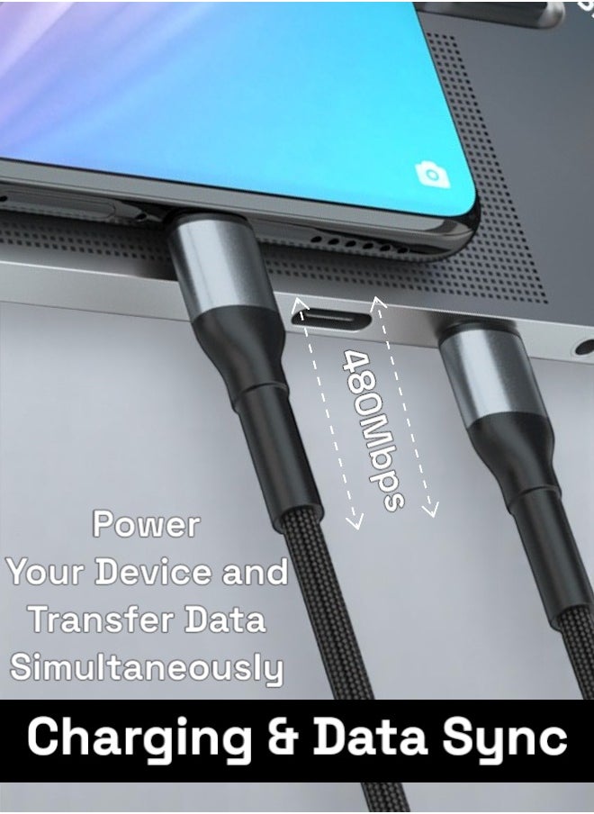 Circuit Green - 2M USB-C to Type-C Braided Cable, 60W PD Fast Charging Compatible With iPhone 15/16 Pro Max, iPad Mini 7, MacBook Pro, Samsung Galaxy S25/S24/S23 Ultra, Huawei P70 and More - Image 1