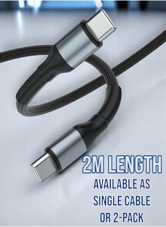 Circuit Green - 2M USB-C to Type-C Braided Cable, 60W PD Fast Charging Compatible With iPhone 15/16 Pro Max, iPad Mini 7, MacBook Pro, Samsung Galaxy S25/S24/S23 Ultra, Huawei P70 and More - Image 1