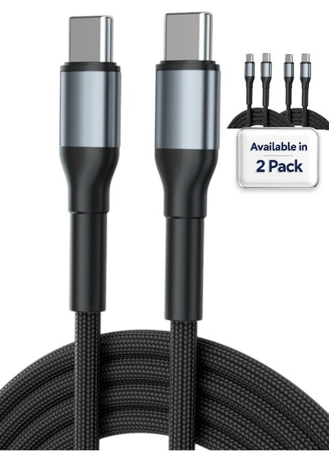 2M USB-C to Type-C Braided Cable, 60W PD Fast Charging Compatible With iPhone 15/16 Pro Max, iPad Mini 7, MacBook Pro, Samsung Galaxy S25/S24/S23 Ultra, Huawei P70 and More