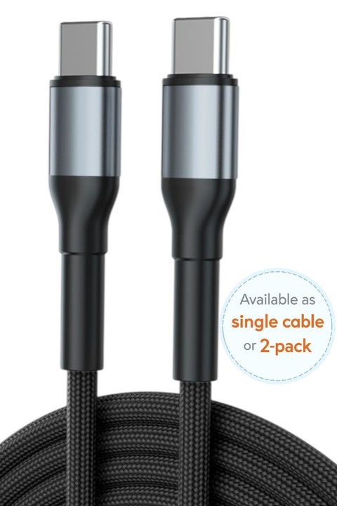 [عبوة واحدة أو عبوتين] كابل مضفر من USB-C إلى USB-C بطول 2 متر، شحن سريع PD بقوة 60 وات، متوافق مع iPhone 15/16 Pro Max، iPad Mini 7، MacBook Pro، Galaxy S25/S24/S23 Ultra، Huawei P70، والمزيد