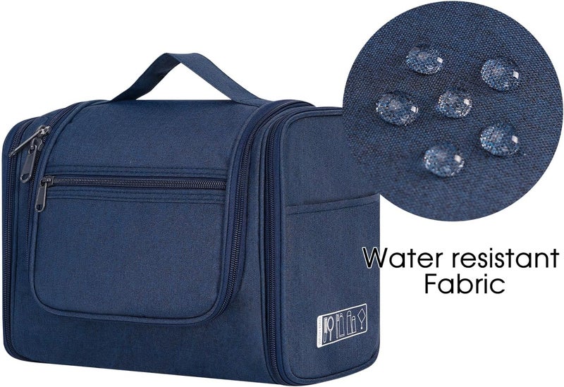 WANDF Cost effective global grade quality WANDF Large Hanging Toiletry Bag Travel Cosmetic Makeup Organizer Water-Resistant Shower Bathroom Bag for Women and Men (Navy Blue) Global flexible assemble picks - Image 5
