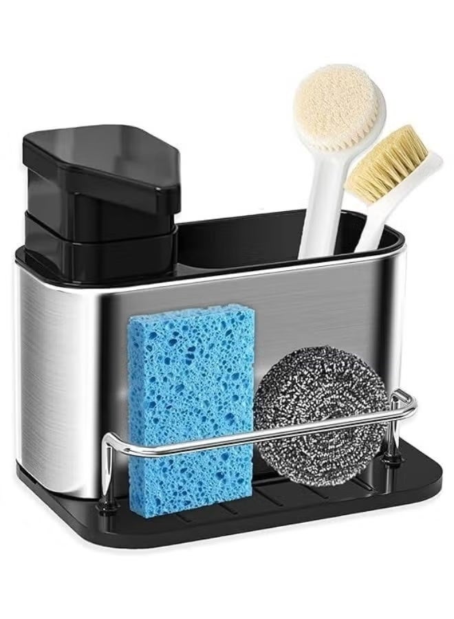 منظم حوض المطبخ 3 في 1 مع موزع صابون الأطباق وحامل الإسفنج - Image 1