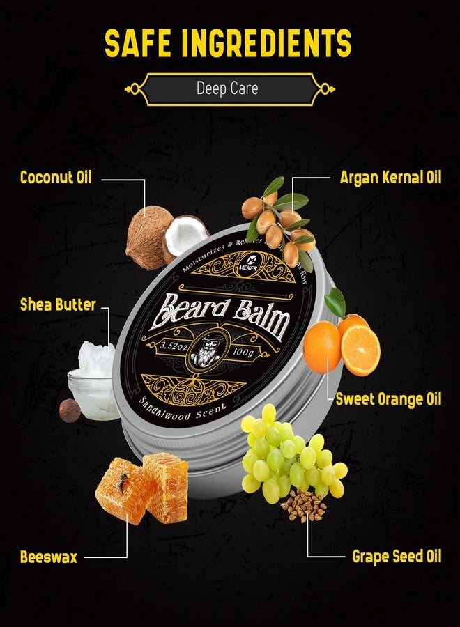 MEKER Beard Balm, Beard Softening Leave-in Balm with Brush, All-Natural Anti-Itch, Organic Beard Conditioner for Softening, Stops Itch, Grows, 3.52 OZ - Image 3