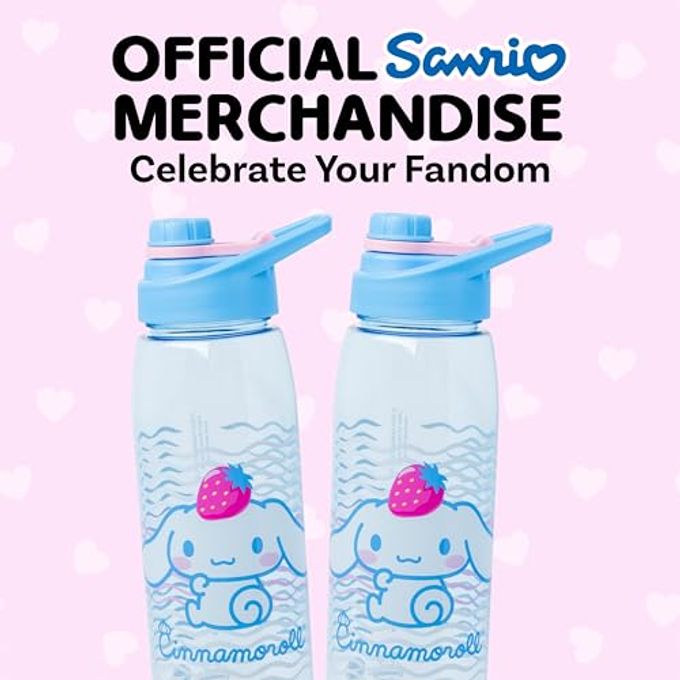 Silver Buffalo Sanrio Hello Kitty and Friends Cinnamoroll with Strawberry Water Bottle with Screw-On Lid, 28 Ounces - Image 5