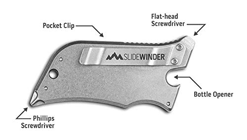 Outdoor Edge أداة متعددة الاستخدامات Outdoor Edge SlideWinder - سكين مع شفرة حلاقة قابلة للاستبدال، مفكات، أداة فتح الزجاجات، قضيب رافعة ومشبك جيب مع شفرة قابلة للسحب تلقائيًا (أسود) - Image 2