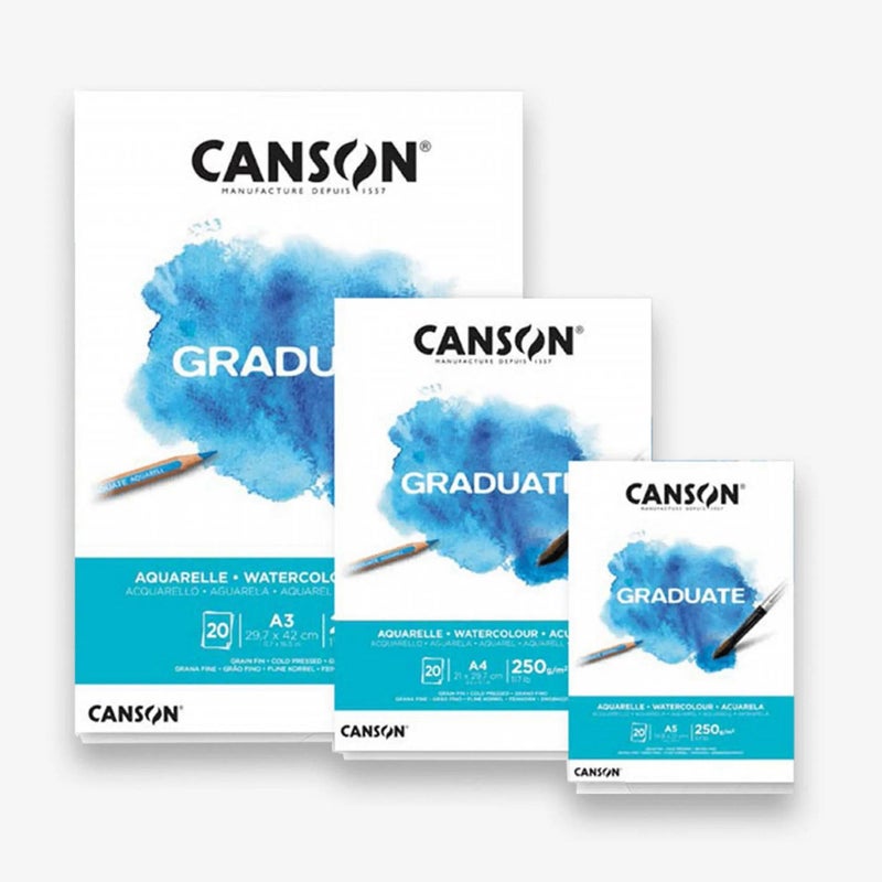 Canson® Graduate® Watercolour Paper Pad, A4, 250gsm, 20 Sheets