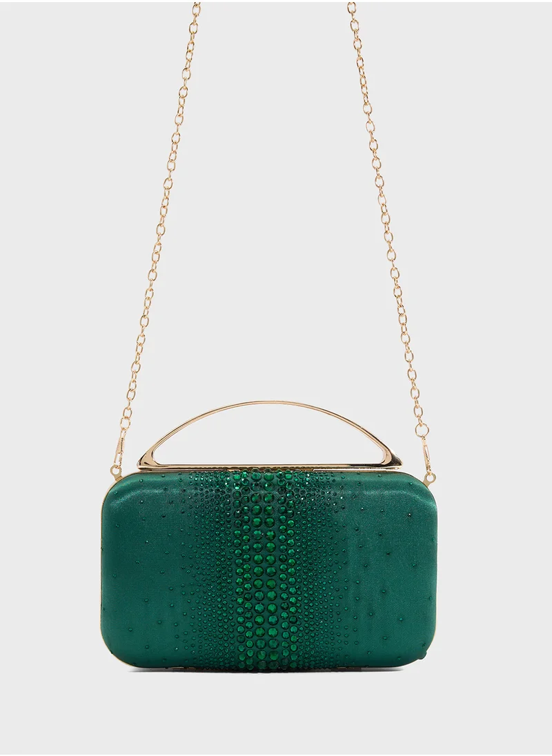 Ella Limited Edition Diamante Clutch With Metal Handle