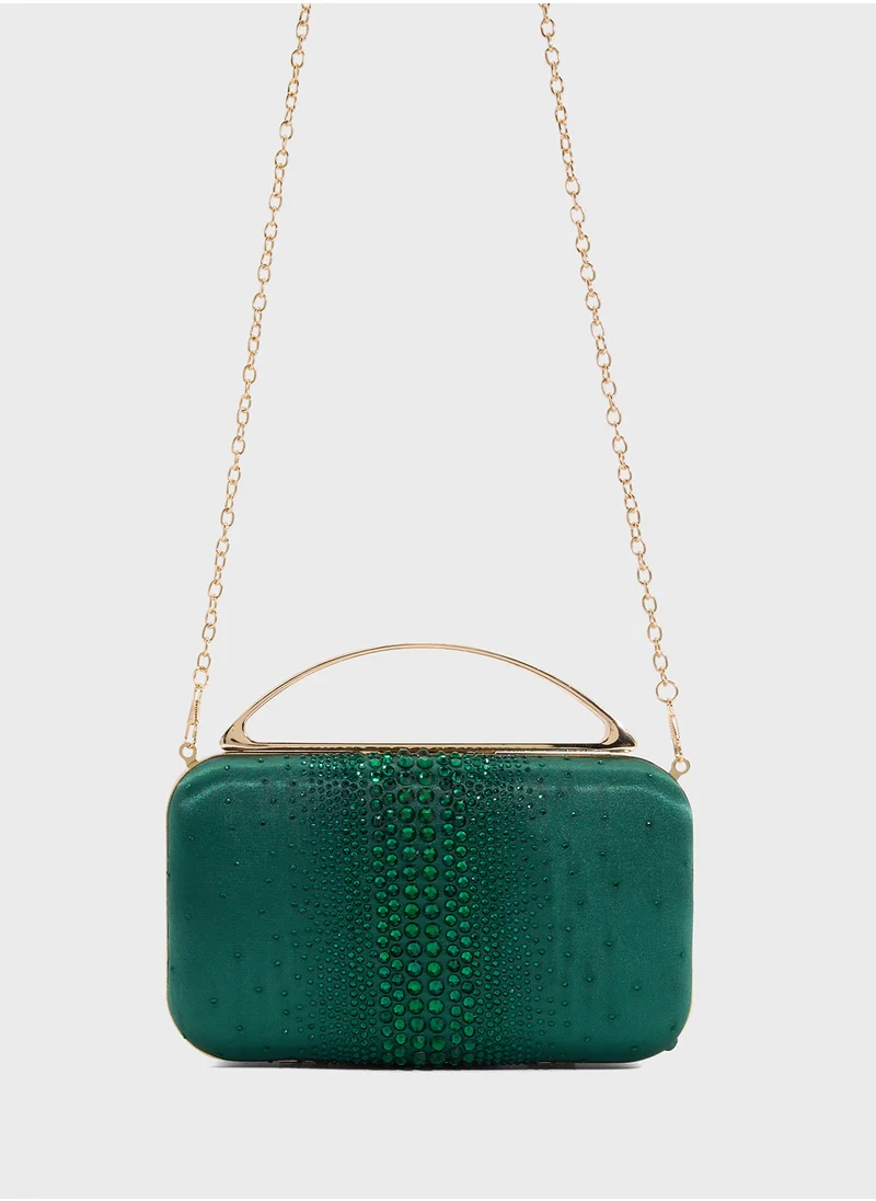 Ella Limited Edition Diamante Clutch With Metal Handle