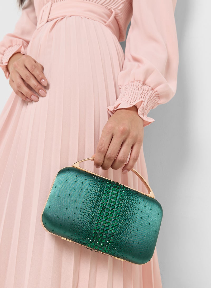 Ella Limited Edition Diamante Clutch With Metal Handle 