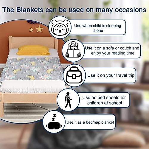 BLiSS HUES Glow in The Dark Blanket Gifts for Toddler Kids Teen Girls| 80 x 70 inch/ 200cm x 180cm |Bedroom Décor, Lightweight Throw Blankets|Soft Cozy Fluffy Luminous Throw Blanket - Grey owl - Image 5