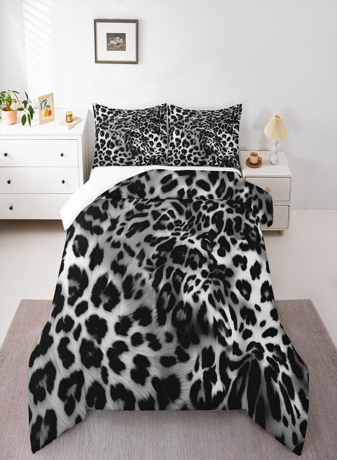 Man Fei Manfei Cheetah Comforter Set Full Size Black and White Bedding Set 3pcs for Kids Teens Room Decor,Animal Leopard Quilt Set Luxury Soft Breathable Duvet Insert with 2 Pillowcases - Image 5