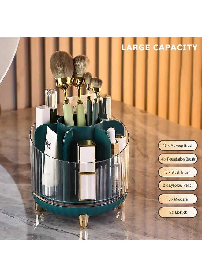 STAR WORK - Makeup Brush Holder With Lid,360° Rotating Makeup Organizer,7-Slot Makeup Brushes Cup,For Vanity Decor,Paint Brush Holder?Make Up Brush Holder Organizer, Brush Organizer.(Green),Cosmetics - Image 1