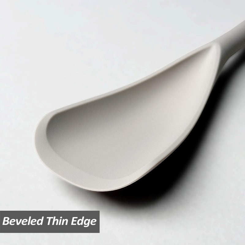 XiaoZu Silicone Spatula Spoon, Great for Both Cooking and Serving Durable BPA-Free Matte Black Silicone, Seamless Design, Safe for Nonstick Cooking Surfaces, 2-Pcs, Khaki - Image 3